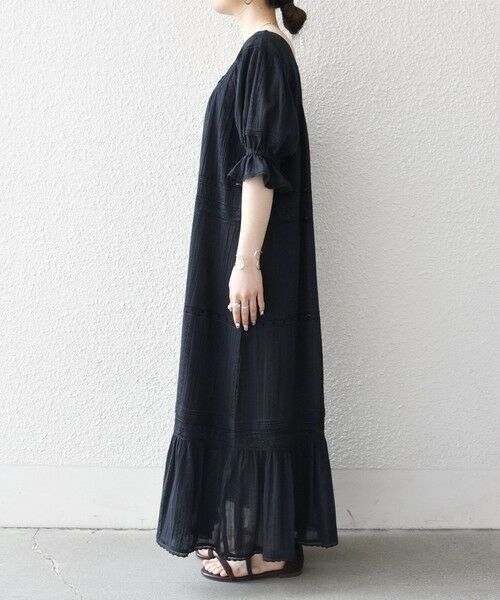 SHIPS / シップス ロング・マキシ丈ワンピース | 《予約》SHIPS any:〈洗濯機可能〉コットン ミックス レース 切り替え ギャザー ワンピース | 詳細7