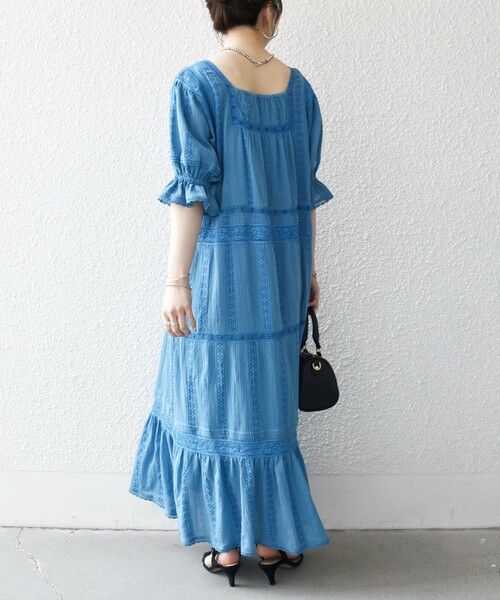 SHIPS / シップス ロング・マキシ丈ワンピース | 《予約》SHIPS any:〈洗濯機可能〉コットン ミックス レース 切り替え ギャザー ワンピース | 詳細8
