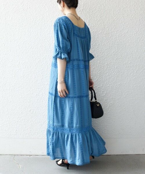 SHIPS / シップス ロング・マキシ丈ワンピース | 《予約》SHIPS any:〈洗濯機可能〉コットン ミックス レース 切り替え ギャザー ワンピース | 詳細9