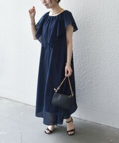 SHIPS / シップス ロング・マキシ丈ワンピース | 《予約》SHIPS any:〈洗濯機可能〉ラッフル フリル ギャザー ロング ワンピース