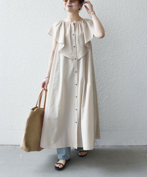 SHIPS / シップス ロング・マキシ丈ワンピース | 《予約》SHIPS any:〈洗濯機可能〉ラッフル フリル ギャザー ロング ワンピース | 詳細1