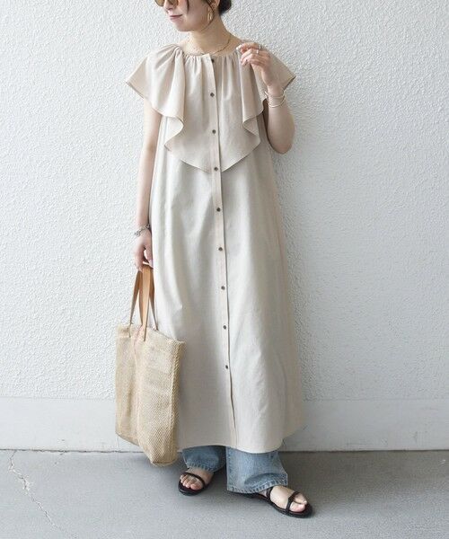 SHIPS / シップス ロング・マキシ丈ワンピース | 《予約》SHIPS any:〈洗濯機可能〉ラッフル フリル ギャザー ロング ワンピース | 詳細4