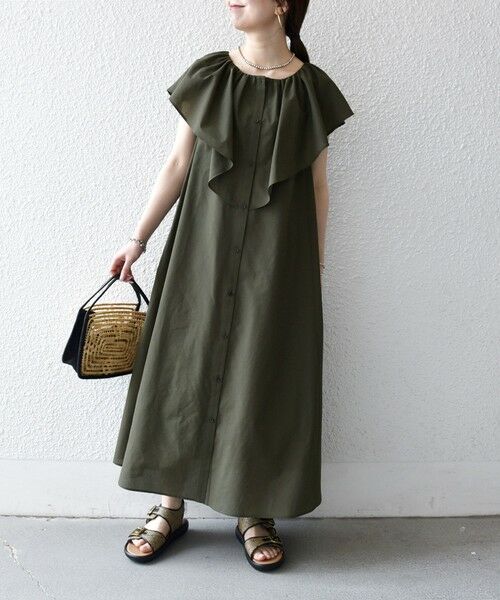 SHIPS / シップス ロング・マキシ丈ワンピース | 《予約》SHIPS any:〈洗濯機可能〉ラッフル フリル ギャザー ロング ワンピース | 詳細5