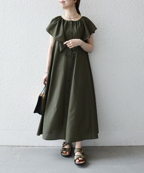 SHIPS / シップス ロング・マキシ丈ワンピース | 《予約》SHIPS any:〈洗濯機可能〉ラッフル フリル ギャザー ロング ワンピース | 詳細6