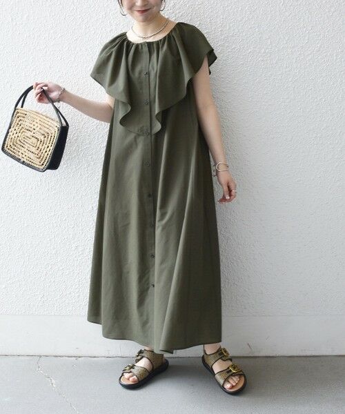 SHIPS / シップス ロング・マキシ丈ワンピース | 《予約》SHIPS any:〈洗濯機可能〉ラッフル フリル ギャザー ロング ワンピース | 詳細9