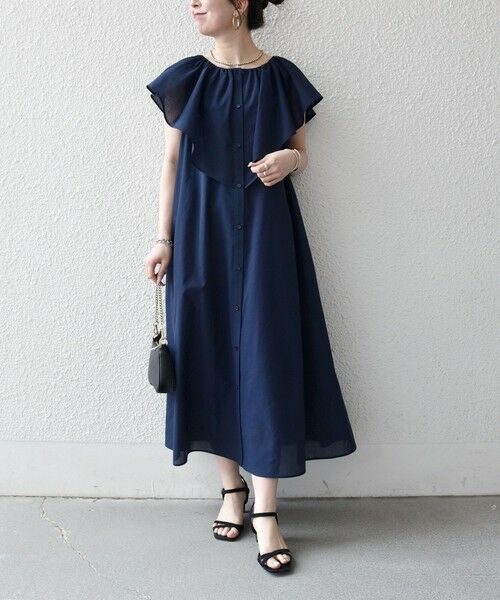 SHIPS / シップス ロング・マキシ丈ワンピース | 《予約》SHIPS any:〈洗濯機可能〉ラッフル フリル ギャザー ロング ワンピース | 詳細10