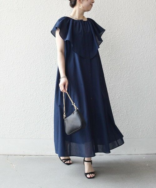 SHIPS / シップス ロング・マキシ丈ワンピース | 《予約》SHIPS any:〈洗濯機可能〉ラッフル フリル ギャザー ロング ワンピース | 詳細11