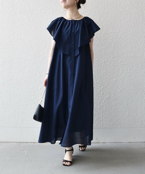 SHIPS / シップス ロング・マキシ丈ワンピース | 《予約》SHIPS any:〈洗濯機可能〉ラッフル フリル ギャザー ロング ワンピース | 詳細13