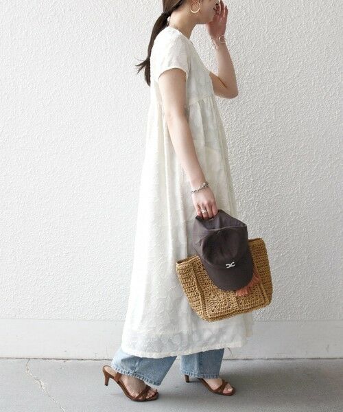 SHIPS / シップス ロング・マキシ丈ワンピース | 《予約》SHIPS any:〈手洗い可能〉カット ジャカード ウエスト ギャザー ワンピース | 詳細3