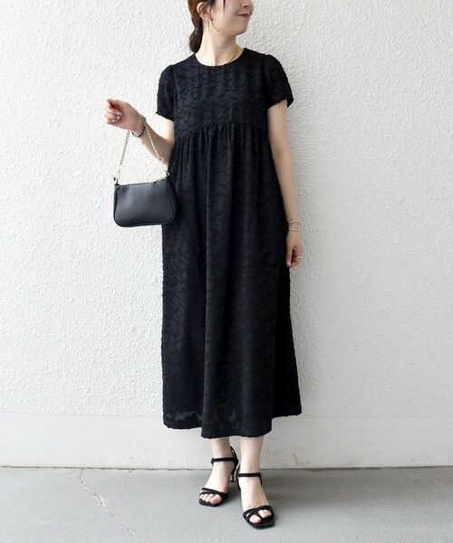 SHIPS / シップス ロング・マキシ丈ワンピース | 《予約》SHIPS any:〈手洗い可能〉カット ジャカード ウエスト ギャザー ワンピース | 詳細8