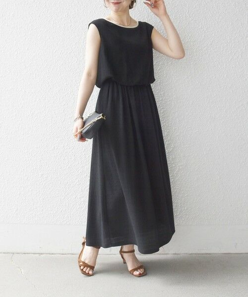 SHIPS / シップス ロング・マキシ丈ワンピース | 《予約》SHIPS any:〈洗濯機可能〉ブラウジング バイカラー フレンチスリーブ ワンピース | 詳細7