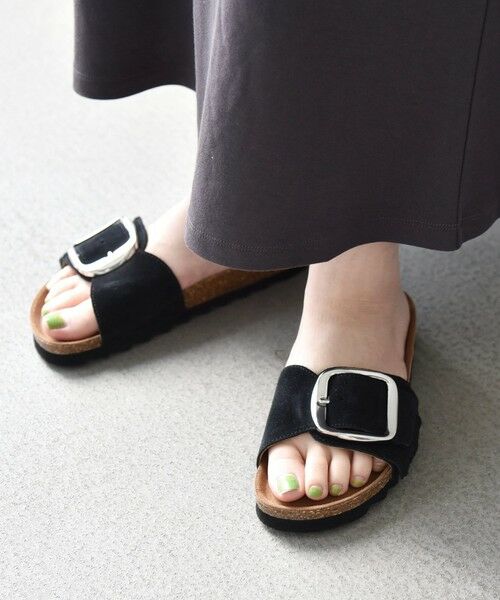 SHIPS / シップス サンダル | 《予約》VINILO: レザー ベルト バックル フリンジ サンダル（ブラック）