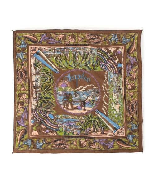 SHIPS / シップス バンダナ・スカーフ | BINDU:〈手洗い可能〉アカプルコ マップ スカーフ（ブラウン）