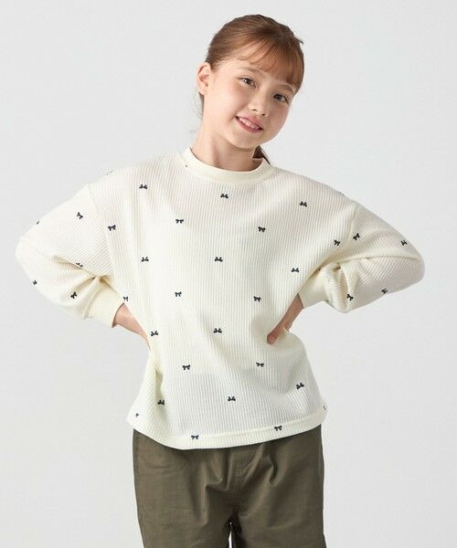 SHIPS / シップス カットソー | SHIPS any:〈洗濯機可能〉ワッフル リボン クルーネック プルオーバー<KIDS> | 詳細3