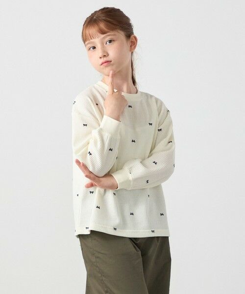 SHIPS / シップス カットソー | SHIPS any:〈洗濯機可能〉ワッフル リボン クルーネック プルオーバー<KIDS> | 詳細4