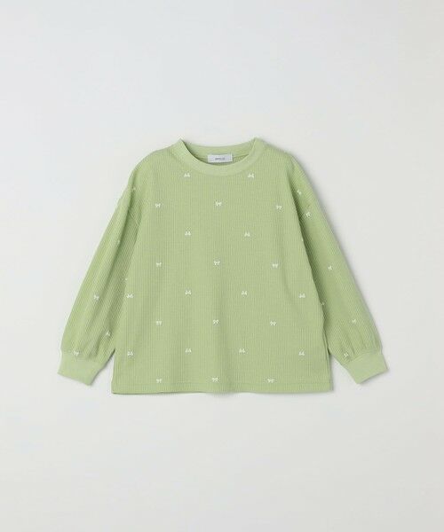 SHIPS / シップス カットソー | SHIPS any:〈洗濯機可能〉ワッフル リボン クルーネック プルオーバー<KIDS>（ライトグリーン）