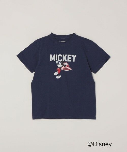 SHIPS / シップス Tシャツ | 【SHIPS any別注】GOOD ROCK SPEED:〈洗濯機可能〉ミッキーマウス / フラッグ プリント Tシャツ<KIDS>◆（ネイビー）