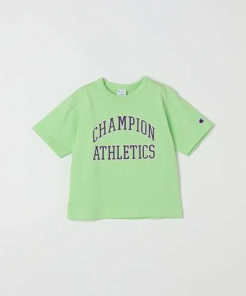 SHIPS / シップス Tシャツ | Champion:〈洗濯機可能〉アスレチック プリント Tシャツ<KIDS>（ライトグリーン）