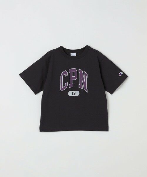 SHIPS / シップス Tシャツ | Champion:〈洗濯機可能〉CPN プリント Tシャツ<KIDS>(ブラック)