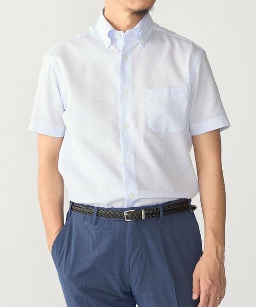 SHIPS / シップス シャツ・ブラウス | SHIPS:〈接触冷感〉ICE COTTON ワッフル ボタンダウン 半袖 シャツ（ライトブルー）