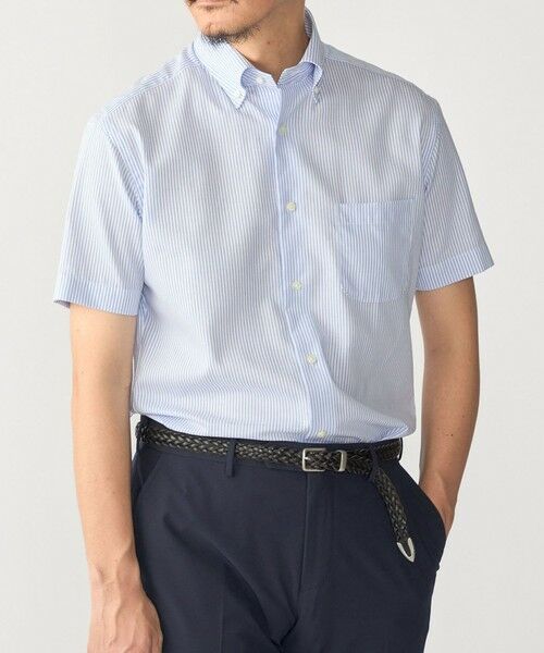 SHIPS / シップス シャツ・ブラウス | SHIPS:〈接触冷感〉ICE COTTON パナマ ストライプ ボタンダウン 半袖 シャツ（スカイブルー）