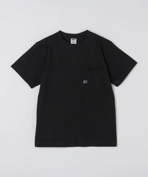 SHIPS / シップス Tシャツ | 【WEB限定】SHIPS: エンブロイダリー SHロゴ ポケット Tシャツ(ブラック)