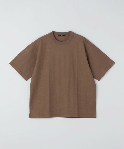 SHIPS / シップス Tシャツ | SHIPS:〈接触冷感〉リネン ライク ジャカード ショートスリーブ Tシャツ（キャメル）