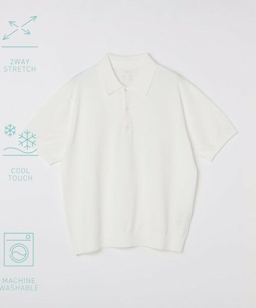 SHIPS / シップス ポロシャツ | SHIPS:〈洗濯機可能/接触冷感〉ファンクション ショート スリーブ  ニット ポロシャツ（ホワイト）