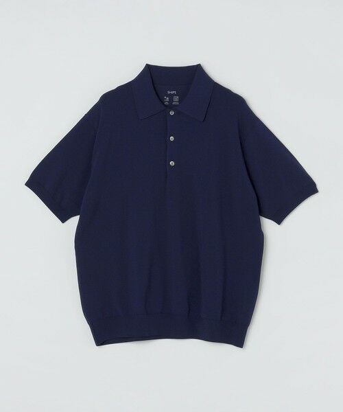 SHIPS / シップス ポロシャツ | SHIPS:〈洗濯機可能/接触冷感〉ファンクション ショート スリーブ  ニット ポロシャツ（ネイビー）