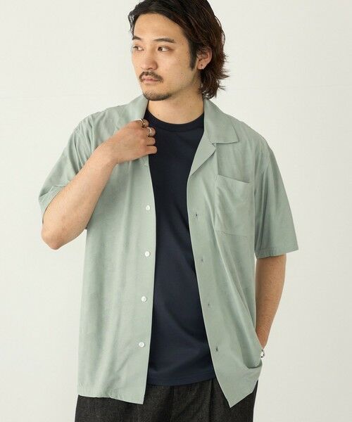 SHIPS / シップス シャツ・ブラウス | SHIPS Colors:〈接触冷感〉カット ジャカード オープンカラー シャツ（ライトグリーン）
