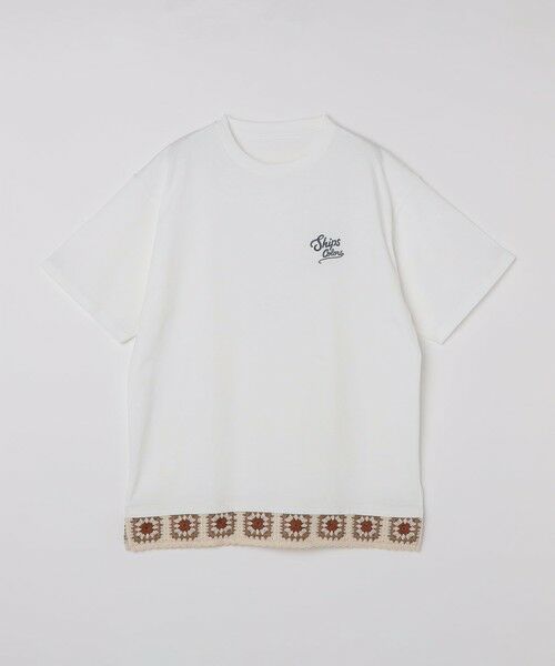 SHIPS / シップス Tシャツ | 《予約》【WEB限定】SHIPS Colors:クロシェニット ロゴ刺繍 Tシャツ◆ | 詳細1