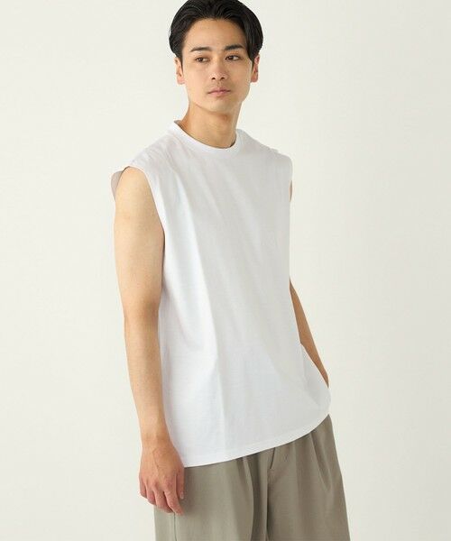 SHIPS / シップス タンクトップ | SHIPS Colors:〈抗菌防臭・接触冷感〉シルケット コットン ノースリーブ Tシャツ | 詳細15