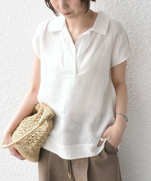 SHIPS / シップス シャツ・ブラウス | 《予約》SHIPS Colors:〈洗濯機可能〉ユーロリネン フレンチスリーブ スキッパーブラウス◆ | 詳細7