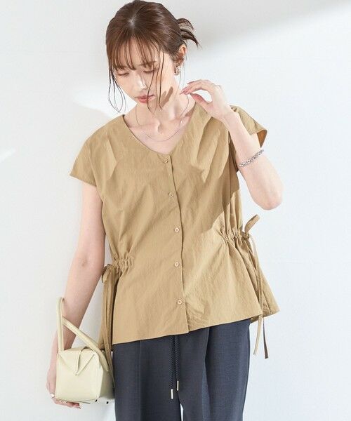 SHIPS / シップス シャツ・ブラウス | 《予約》SHIPS Colors:〈接触冷感・UVカット・透湿〉ファンクション ギャザー ブラウス◆（ベージュ）