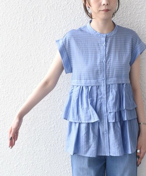 SHIPS / シップス シャツ・ブラウス | SHIPS Colors:〈接触冷感・手洗い可能〉シアー ドビーストライプ ペプラム シャツ | 詳細17