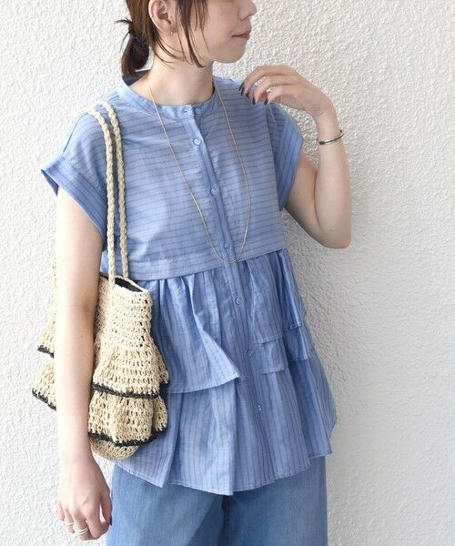 SHIPS / シップス シャツ・ブラウス | SHIPS Colors:〈接触冷感・手洗い可能〉シアー ドビーストライプ ペプラム シャツ | 詳細19