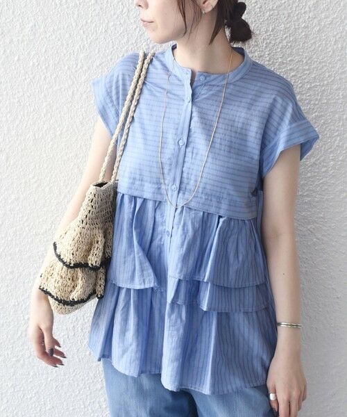 SHIPS / シップス シャツ・ブラウス | SHIPS Colors:〈接触冷感・手洗い可能〉シアー ドビーストライプ ペプラム シャツ | 詳細20
