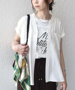 《予約》SHIPS Colors:〈手洗い可能〉ワッシャー Vネック フレンチスリーブ シャツ◆
