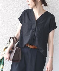 SHIPS / シップス シャツ・ブラウス | 《予約》SHIPS Colors:〈手洗い可能〉ワッシャー Vネック フレンチスリーブ シャツ◆