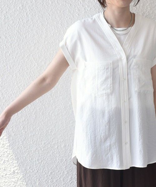 SHIPS / シップス シャツ・ブラウス | 《予約》SHIPS Colors:〈手洗い可能〉ワッシャー Vネック フレンチスリーブ シャツ◆ | 詳細6