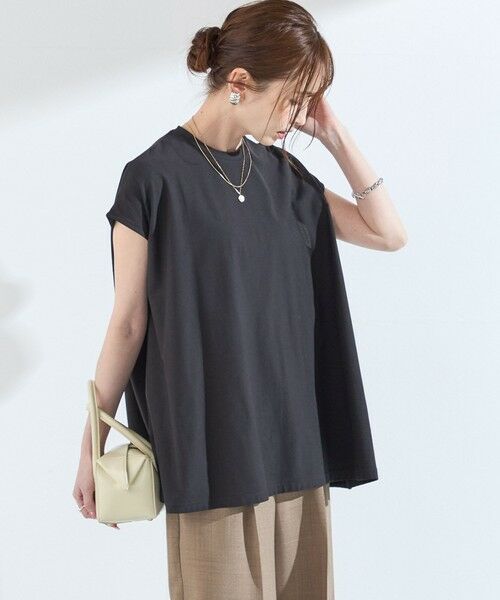 SHIPS / シップス Tシャツ | 《予約》SHIPS Colors:〈接触冷感・手洗い可能〉クールタッチ シアー フレア Tシャツ◆（ブラック）