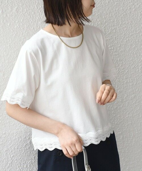 SHIPS / シップス Tシャツ | 《予約》SHIPS Colors:〈洗濯機可能〉リンク レース コンビ TEE◆ | 詳細8