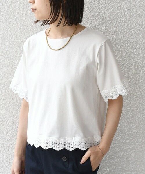 SHIPS / シップス Tシャツ | 《予約》SHIPS Colors:〈洗濯機可能〉リンク レース コンビ TEE◆ | 詳細10