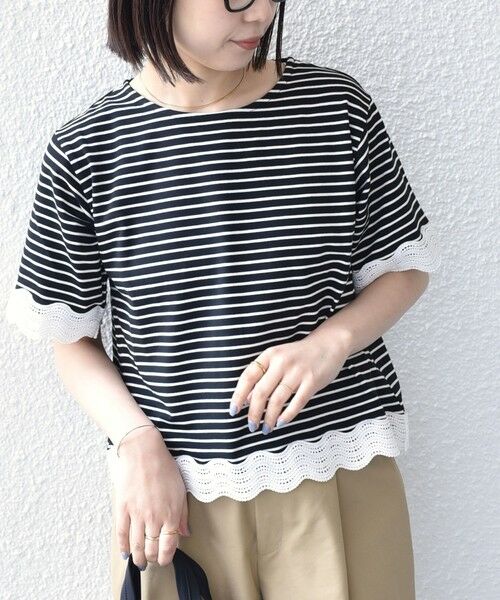 SHIPS / シップス Tシャツ | 《予約》SHIPS Colors:〈洗濯機可能〉リンク レース コンビ TEE◆ | 詳細21