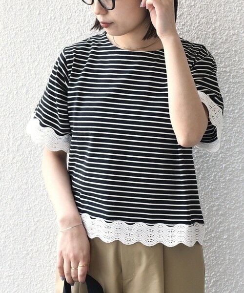 SHIPS / シップス Tシャツ | 《予約》SHIPS Colors:〈洗濯機可能〉リンク レース コンビ TEE◆ | 詳細22