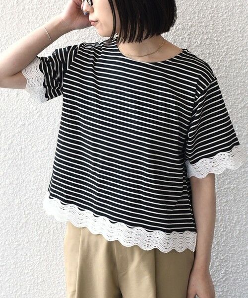 SHIPS / シップス Tシャツ | 《予約》SHIPS Colors:〈洗濯機可能〉リンク レース コンビ TEE◆ | 詳細23