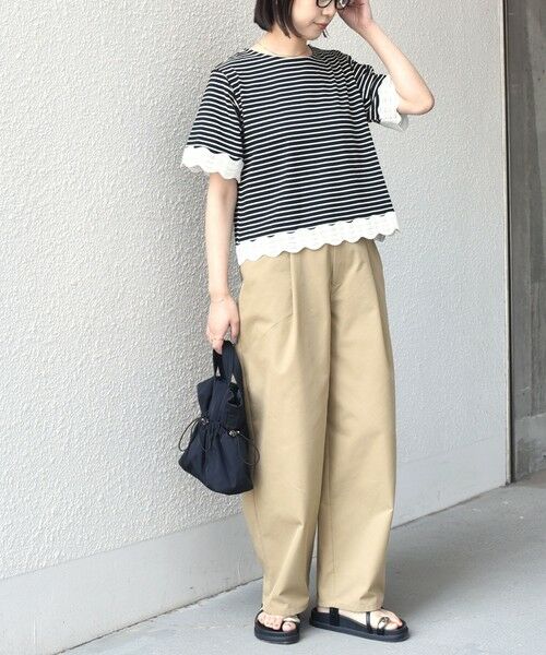 SHIPS / シップス Tシャツ | 《予約》SHIPS Colors:〈洗濯機可能〉リンク レース コンビ TEE◆ | 詳細25