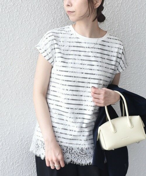 SHIPS / シップス カットソー | SHIPS Colors:〈手洗い可能〉フリンジ レース レイヤード TEE | 詳細9