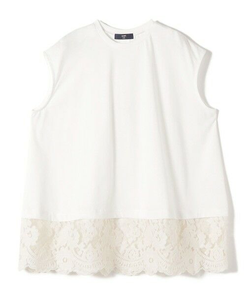 SHIPS / シップス カットソー（半袖以外） | SHIPS Colors:〈手洗い可能〉レースヘム フレンチスリーブ チュニック | 詳細1