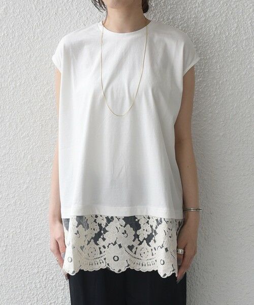 SHIPS / シップス カットソー（半袖以外） | SHIPS Colors:〈手洗い可能〉レースヘム フレンチスリーブ チュニック | 詳細3
